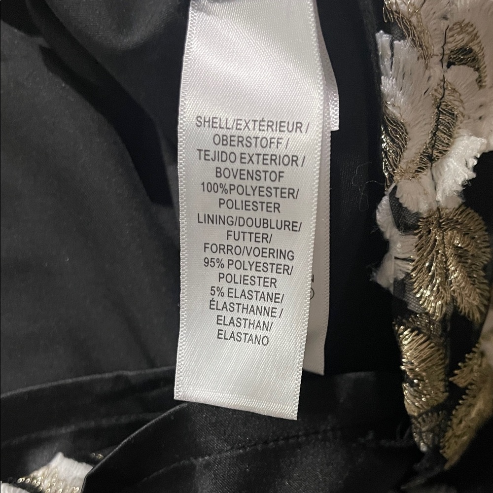Adrianna Papell Black and White Floral Midi Dress with Gold Details - Picture 10 of 10
